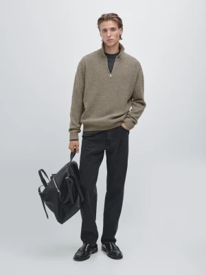 Sweter Z Dzianiny Z Półgolfem I Suwakiem - Norkowy - - Massimo Dutti - Mężczyzna