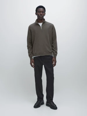 Sweter Z Dzianiny Z Półgolfem I Suwakiem - Szary Mysi - - Massimo Dutti - Mężczyzna