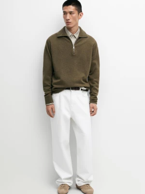 Sweter Z Dzianiny Z Półgolfem I Suwakiem - Zielony Wodny - Massimo Dutti - Male