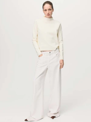 Sweter z dzianiny z półgolfem kremowy / écru - Kobieta - - MANGO beżowy