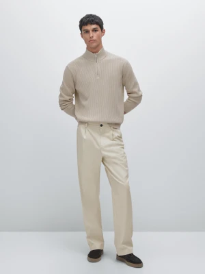 Sweter Z Dzianiny Z Półgolfem - Popielaty - - Massimo Dutti - Mężczyzna