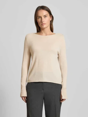 Sweter z dzianiny z prążkowanym, okrągłym dekoltem Marc Cain