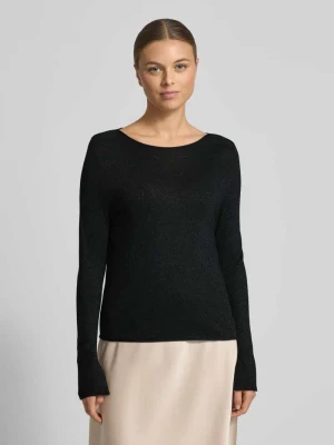 Sweter z dzianiny z prążkowanym, okrągłym dekoltem Marc Cain