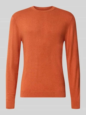 Sweter z dzianiny z prążkowanym okrągłym dekoltem MCNEAL Ciemnopomarańczowy melanż
