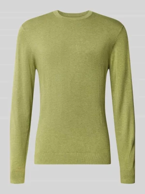 Sweter z dzianiny z prążkowanym okrągłym dekoltem MCNEAL Oliwkowy melanż