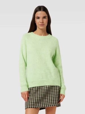 Sweter z dzianiny z prążkowanym, okrągłym dekoltem model ‘LULU’ Selected Femme