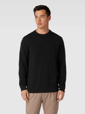 Sweter z dzianiny z prążkowanym, okrągłym dekoltem model ‘Stoppo’ HUGO