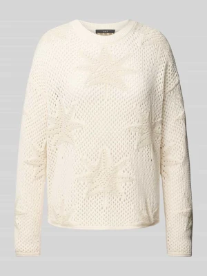 Sweter z dzianiny z prążkowanym, okrągłym dekoltem Oui