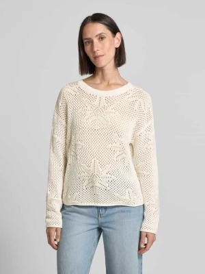 Sweter z dzianiny z prążkowanym, okrągłym dekoltem Oui