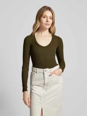 Sweter z dzianiny z prążkowanym, okrągłym dekoltem Polo Ralph Lauren Oliwkowy