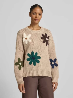 Sweter z dzianiny z prążkowanymi wykończeniami Apricot