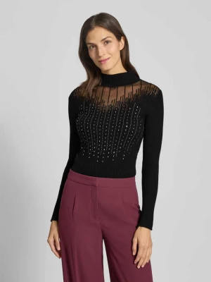 Sweter z dzianiny z prążkowanymi wykończeniami Apricot