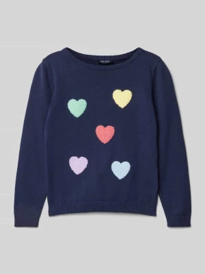 Sweter z dzianiny z prążkowanymi wykończeniami BLUE SEVEN