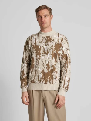 Sweter z dzianiny z prążkowanymi wykończeniami Boss Orange