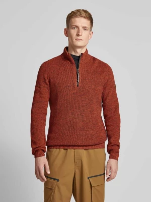 Sweter z dzianiny z prążkowanymi wykończeniami camel active