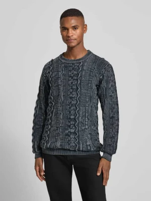 Sweter z dzianiny z prążkowanymi wykończeniami carlo colucci