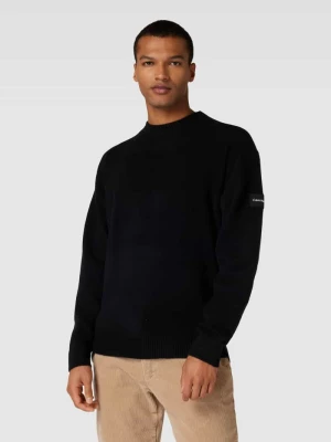 Sweter z dzianiny z prążkowanymi wykończeniami CK Calvin Klein