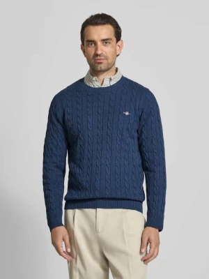 Sweter z dzianiny z prążkowanymi wykończeniami Gant