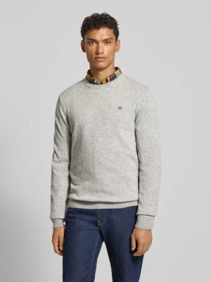 Sweter z dzianiny z czystej wełny jagnięcej z prążkowanymi wykończeniami Gant