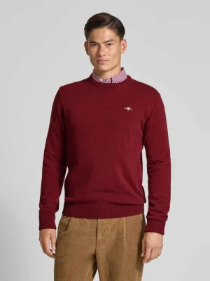 Sweter z dzianiny z czystej wełny jagnięcej z prążkowanymi wykończeniami Gant