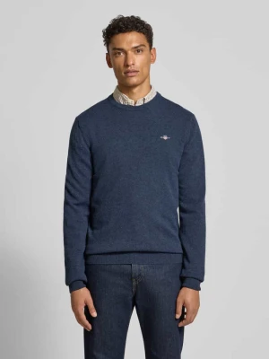 Sweter z dzianiny z czystej wełny jagnięcej z prążkowanymi wykończeniami Gant