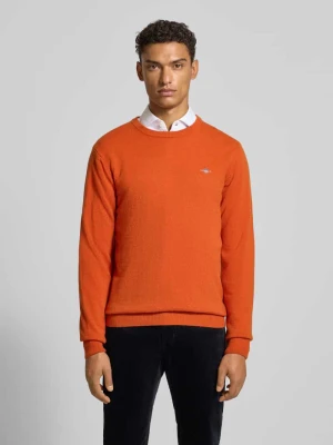 Sweter z dzianiny z czystej wełny jagnięcej z prążkowanymi wykończeniami Gant