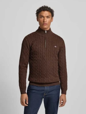 Bluza z kołnierzem o kroju slim fit z prążkowanymi wykończeniami Gant