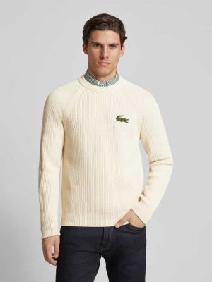 Sweter z dzianiny z prążkowanymi wykończeniami Lacoste