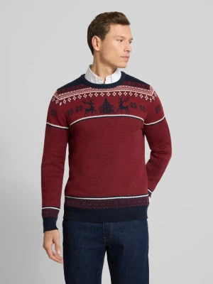 Sweter z dzianiny z prążkowanymi wykończeniami lindbergh