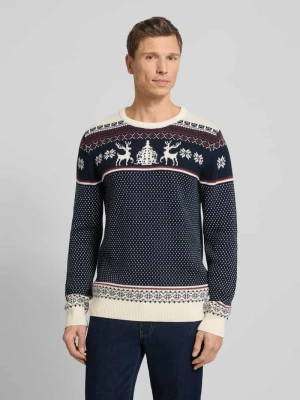 Sweter z dzianiny z prążkowanymi wykończeniami lindbergh