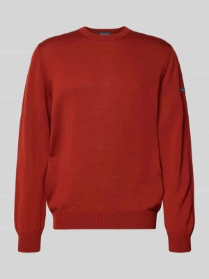 Sweter z dzianiny z prążkowanymi wykończeniami maerz muenchen