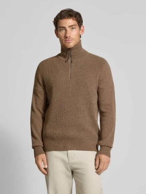 Sweter z dzianiny z prążkowanymi wykończeniami maerz muenchen