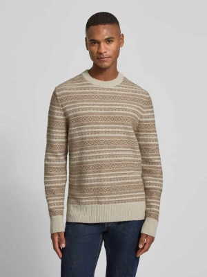 Sweter z dzianiny z prążkowanymi wykończeniami maerz muenchen