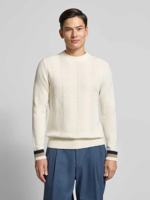Sweter z dzianiny z prążkowanymi wykończeniami maerz muenchen