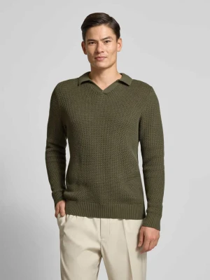 Sweter z dzianiny z prążkowanymi wykończeniami MCNEAL Khaki