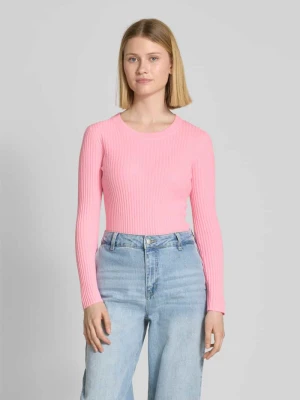 Sweter z dzianiny z prążkowanymi wykończeniami model ‘BIBI’ KUIJTEN Różowy