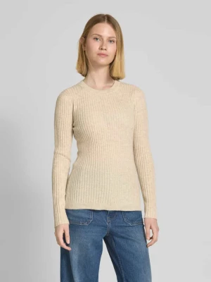 Sweter z dzianiny z prążkowanymi wykończeniami model ‘BIBI’ Kujten