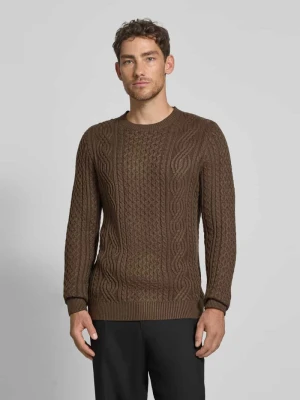 Sweter z dzianiny z prążkowanymi wykończeniami model ‘BLUSEAN’ Jack & Jones Premium