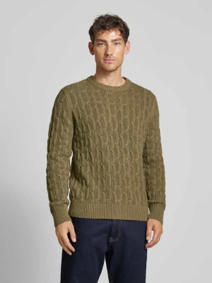 Sweter z dzianiny z prążkowanymi wykończeniami model ‘CAI’ Selected Homme