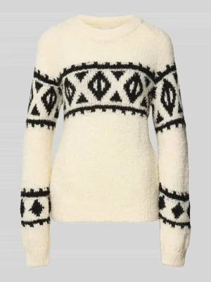 Sweter z dzianiny z prążkowanymi wykończeniami model ‘CARANI’ Ichi