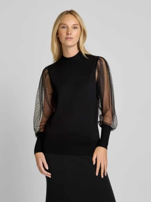 Sweter z dzianiny z prążkowanymi wykończeniami model ‘DOTKA’ FREE/QUENT