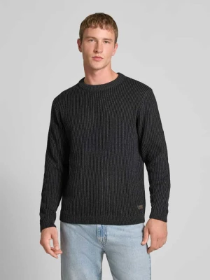 Sweter z dzianiny z prążkowanymi wykończeniami model ‘DOVER’ jack & jones
