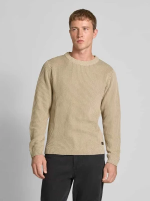 Sweter z dzianiny z prążkowanymi wykończeniami model ‘DOVER’ jack & jones