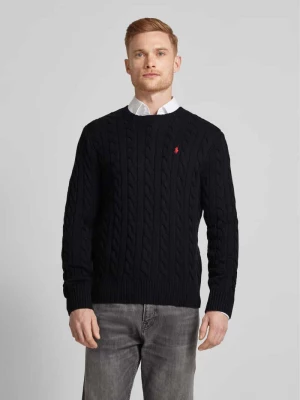 Sweter z dzianiny z prążkowanymi wykończeniami model ‘DRIVER’ Polo Ralph Lauren