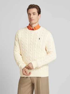 Sweter z dzianiny z prążkowanymi wykończeniami model ‘DRIVER’ Polo Ralph Lauren