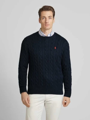 Sweter z dzianiny z prążkowanymi wykończeniami model ‘DRIVER’ Polo Ralph Lauren