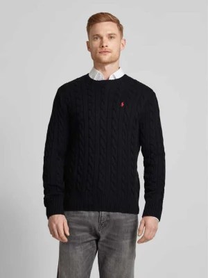 Sweter z dzianiny z prążkowanymi wykończeniami model ‘DRIVER’ Polo Ralph Lauren
