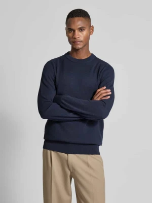 Sweter z dzianiny z prążkowanymi wykończeniami model ‘Ecaio’ Boss