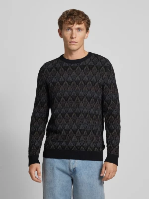 Sweter z dzianiny z prążkowanymi wykończeniami model ‘EDDIE’ Jack & Jones Premium