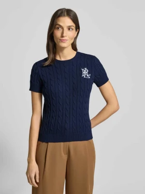 Sweter z dzianiny z prążkowanymi wykończeniami Model 'EYELAH' Lauren Ralph Lauren Granatowy